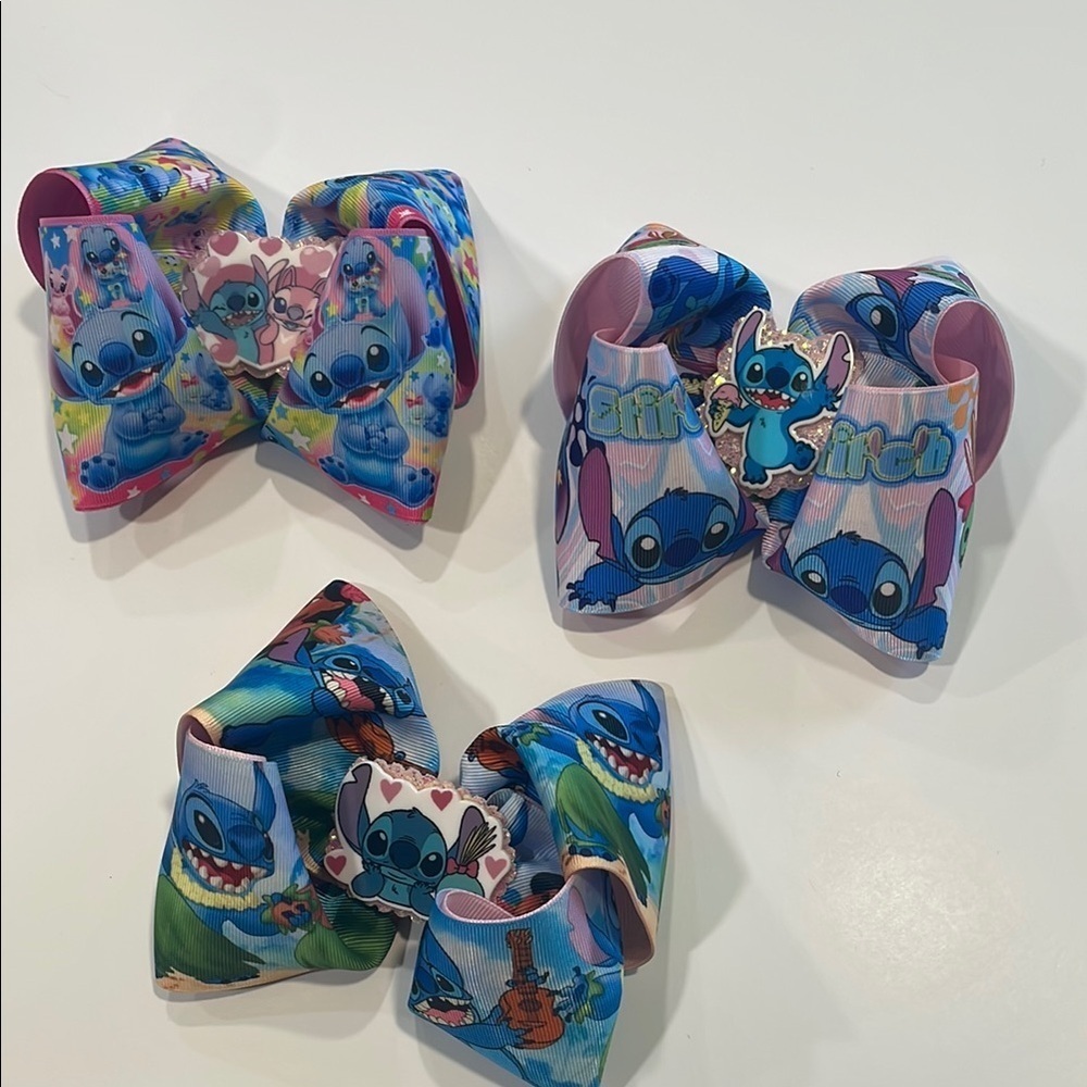 Colorful Stitch Hair Bows bundle (3 pieces )
